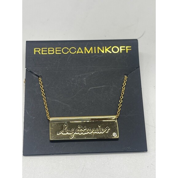 Rebecca Minkoff Gold Tone Zodiac Sagittarius Bar Necklace New - Picture 1 of 7
